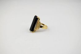 10K Yellow Gold Ring with Black Stone.