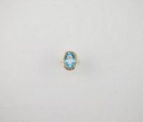 14K Yellow Gold & Blue Topaz Ring.
