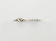 14K White Gold & Diamond Wedding Ring Set.