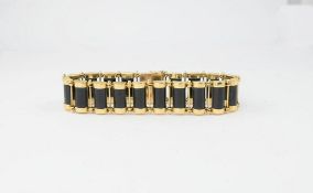14K Yellow Gold & Black Coral Bracelet.