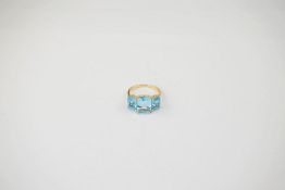 14K Yellow Gold & Blue Topaz Ring.