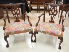 Pair of Chippendale Style Mahogany Armchair.