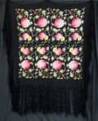 Piano Shawl with Floral Embroidery.