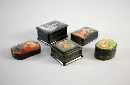 (5) Russian Lacquer Small Boxes.