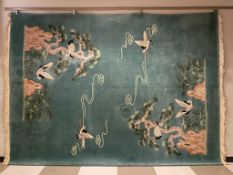 Oriental Blue Wool Pile Rug.