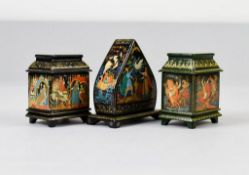 (3) Palekh Russian Lacquer Boxes.