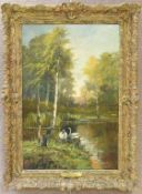 Robert Scott Temple Oil on Canvas, A Quiet Stream.