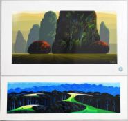 (2) Eyvind Earle Serigraphs, Signed.