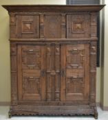 18th C. Flemish Renaissance Style Tall Oak Cabinet.