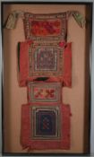 Mayan Embroidered Textile Baby Carrier. Shadow Box Framed. O/A: 49