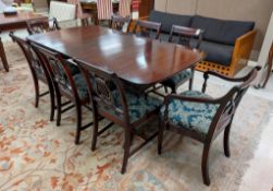 Duncan Phyfe Style Mahogany Dining Table and 8 Chairs.