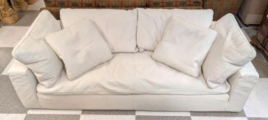Contemporary White Leather Sofa.