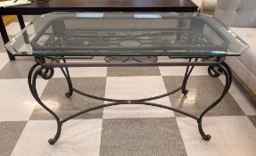 Contemporary Beveled Glass & Metal Table.