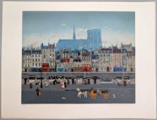 Michel Delacroix Lithograph, Quai de la Seine Matin, Signed.