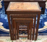 Set Of (4) Chinese Carved Nesting Tables.