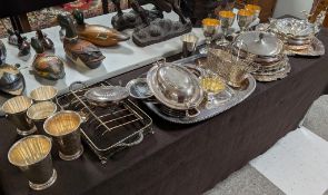 Group Of Silver Plated Tableware Items Incl. Dishes, Cups.