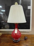 Oriental Cinnabar Style Table Lamp With Dragon Motif.