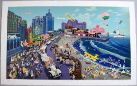 Melanie Taylor Kent Serigraph, Boardwalk, Atlantic City.