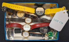 (6) Wristwatches And An Enamel Pocket Watch.