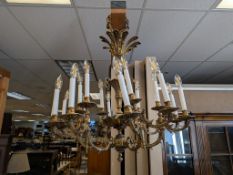 Gilt Painted 18-Light Chandelier.