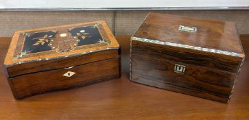 Vintage Writing Box & Sewing Box With Inlay.