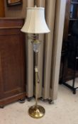 Brass Floor Lamp With Crystal Neck.