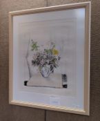 Framed Lithograph, Still Life, Vase With Flowers. Signed