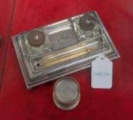 William Adams English Silver Plated Inkwell And Stand.
