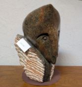 African Shona Carved Large Stone Bust. 12.5