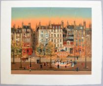 Michel Delacroix Lithograph, Le Manege Sur Le Boulevard.