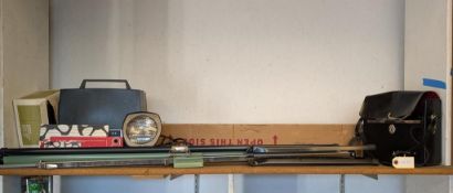 Movie Projector, Screen, Light And Tripod.