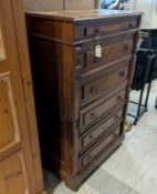 19th C. 6-Drawer Wellington Chest With Drop Front Drawer.