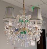 1940s Crystal 5-Light Chandelier With Drop Prisms And Swag Garlands.