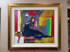 Nicola Simbari Serigraph Of A Seated Woman