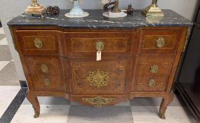 Louis XVI Style 3-Drawer Chest With Black Marble Top.