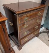 Mahogany 4-Drawer Low Chest With Writing Slat.