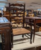 Rush Seated Ladder Back Chair.