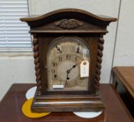 Oak Cased German Mantel Clock.