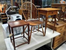 Federal Cherry Single Drawer Table, Windsor Chair & Side Table.