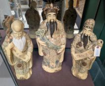 (3) Chinese Carved Resin Figures Of Star Gods. Fu, Lu And Shou.