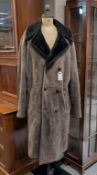 Hirmer Munchen Brown Suede Overcoat With Faux Fur Lining.