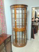 Contemporary Burl Walnut Demilune Display Cabinet.