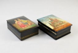 (2) Fedoskino Russian Lacquer Boxes.