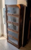 Oak 5-Shelf Glass Front Bookcase.