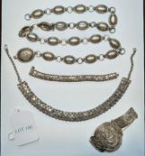 Silver metal Necklace, Choker & 2 Bracelets.