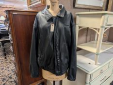 Port Authority Black Leather Shell, Men's Jacket, Size XL.