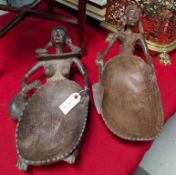 (2) African Carved Figural Bowls. 19