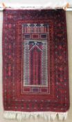 Afghan Baluch Prayer Rug, 4'9
