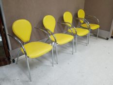 Set of (4) Modernist Chrome & Vinyl Armchairs.