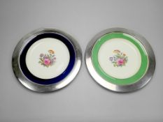 Pair of Shreve Silver Mounted Copeland Chargers.